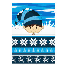 Cute Christmas Elf RSVP Card Custom Announcements