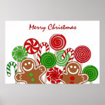 Cute Christmas Lollipops Gingerbreads Poster