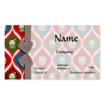 cute christmas owls pattern business cards