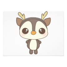 cute christmas penguin reindeer character personalized announcements
