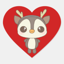 cute christmas penguin reindeer character sticker