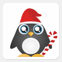 Cute Christmas Penguin Square Sticker