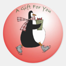 Cute Christmas Penguin with Holiday GIft Sticker