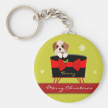 Cute Christmas Puppy Key Chain Gift - Customisable