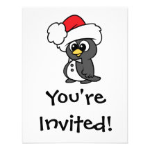 Cute Christmas Tuxedo Penguin Custom Announcement