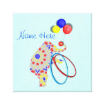 Cute Circus Elephant Red Blue Yellow Nursery Print Stretched Canvas Print