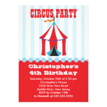 CUTE Circus Kids Birthday Party Invitation