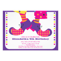 CUTE Circus Kids Birthday Party Invitation