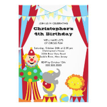 CUTE Circus Kids Birthday Party Invitation