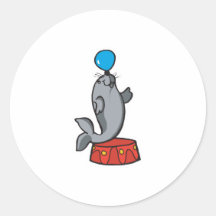 cute circus seal round sticker