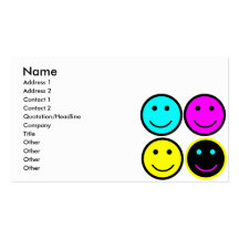 cute cmyk smiley face design business card