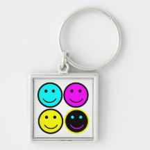 cute cmyk smiley face design keychains