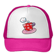 Cute coffee mug with steam hats