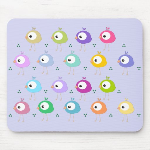 Cute colourful cartoon birds mousepad