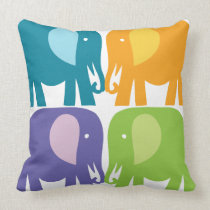 Cute Colourful Elephants Vintage Retro Punk Pillow pillows