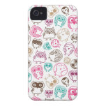 Cute colourful owl pattern in pink and blue Case-Mate iPhone 4 cases