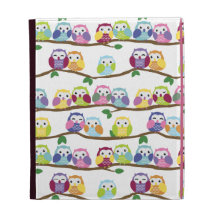 Cute Colourful Owl Pattern iPad Folio Cover