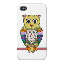 Cute Colourful Owl - white iPhone 4/4S Case