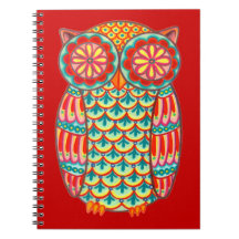 Cute Colourful Retro Owl Notebook