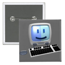 Cute computer smiley face. button