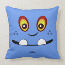 Cute Cornflower Blue Monster Face w/ an Underbite pillows