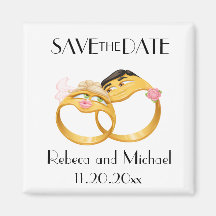Cute "couple's ring" Save the Date magnets