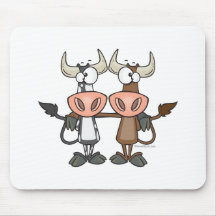 cute cow buddies friendship cartoon mousepad