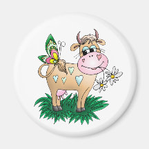 Cute Cow & Butterfly Fridge Magnet