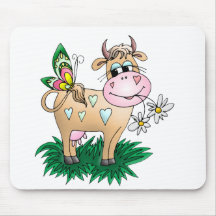 Cute Cow & Butterfly Mousepad