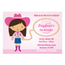 Cute cowgirl lasso girl's birthday party invite