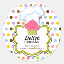 Cute Cupcake & Baker's Hat Bakery Stickers