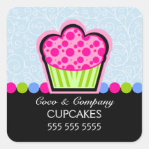 Cute Cupcake Bakery Blue Stickers