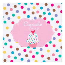 Cute Cupcake Party Invite Polka Dots Pink