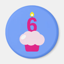 Cute Cupcake with Birthday Candle Magnets