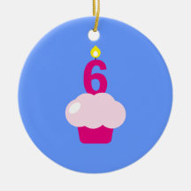Cute Cupcake with Birthday Candle Christmas Ornament