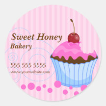 Cute Cupcake With Cherry Bakery Stickers
