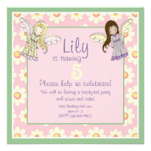 Cute Custom Angel Fairy Birthday Party Invites