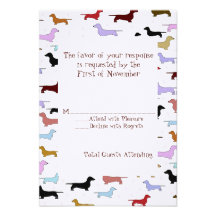 Cute Dachshund Wedding Response Card Custom Announcements