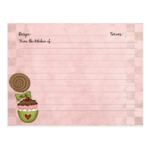 Cute Dessert Recipe Cards Postcard