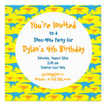 Cute Dinosaur Birthday Party Invitation Templates