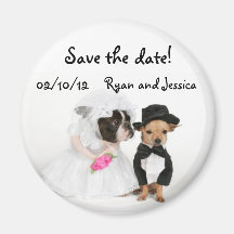 Cute dog wedding save the date magnet