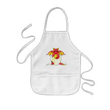 Cute Dragon Baby in Cracked Egg - Red / Yellow Aprons