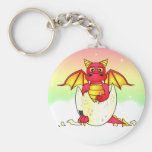 Cute Dragon Baby in Cracked Egg - Red / Yellow Key Chain
