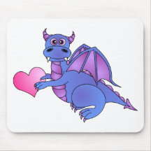 Cute Dragon Heart ( Blue - Pink -Purple ) Mouse Pad