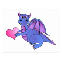 Cute Dragon Heart ( Blue - Pink -Purple ) Postcard