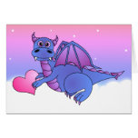 Cute Dragon Heart Card Blue - Pink -Purple