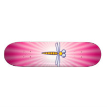 Cute Dragonfly; Pink Skate Board Deck