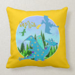 Cute Dragons with customisable Name Sophia Throw Pillows