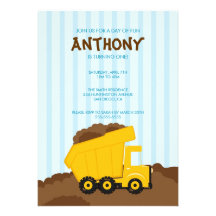 Cute Dump Truck Birthday Party Invite