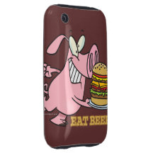 cute eat beef burger piggy pig cartoon tough iPhone 3 cover